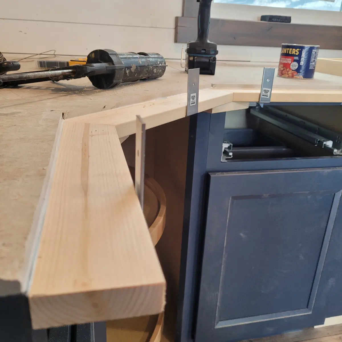 Concrete Countertop Brackets Being Used to form and pour a concrete countertop
