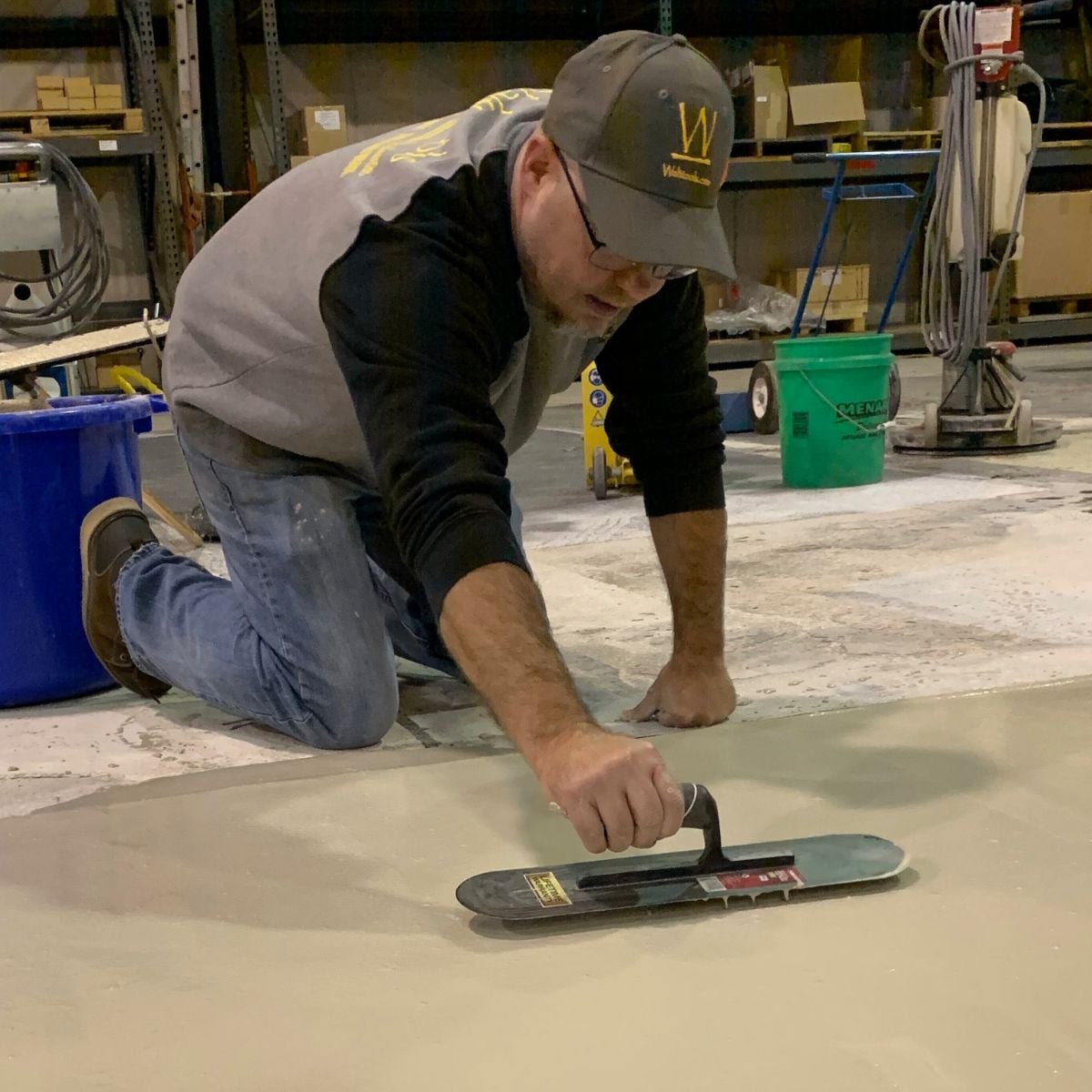 Decorative concrete supplies to help with cleaning and troweling