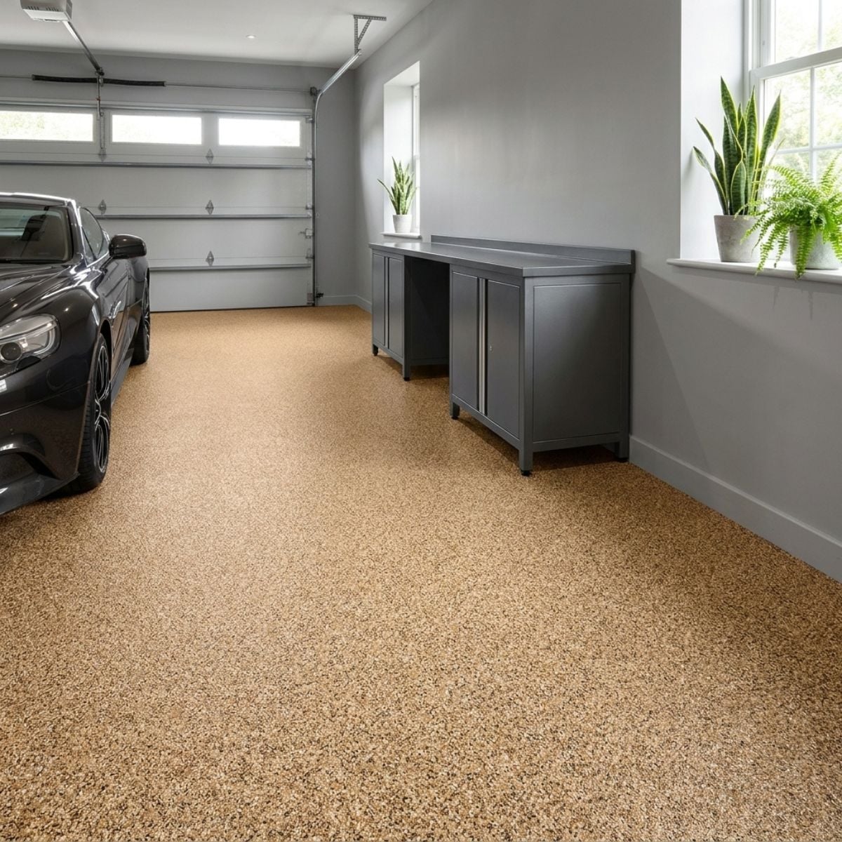 Tan and Brown Decorative Quartz Flooring