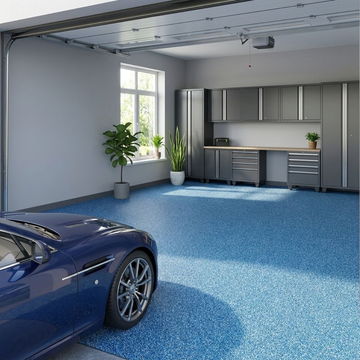 Blue and Gray Decorative Quartz Flooring