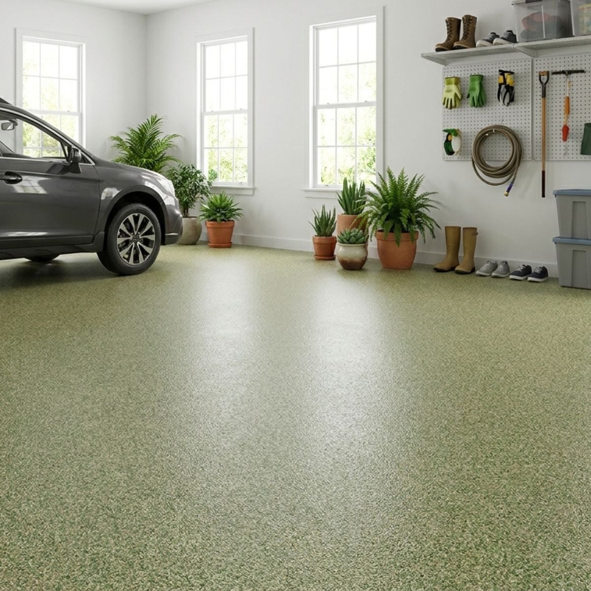 Green and Tan Decorative Quartz Flooring