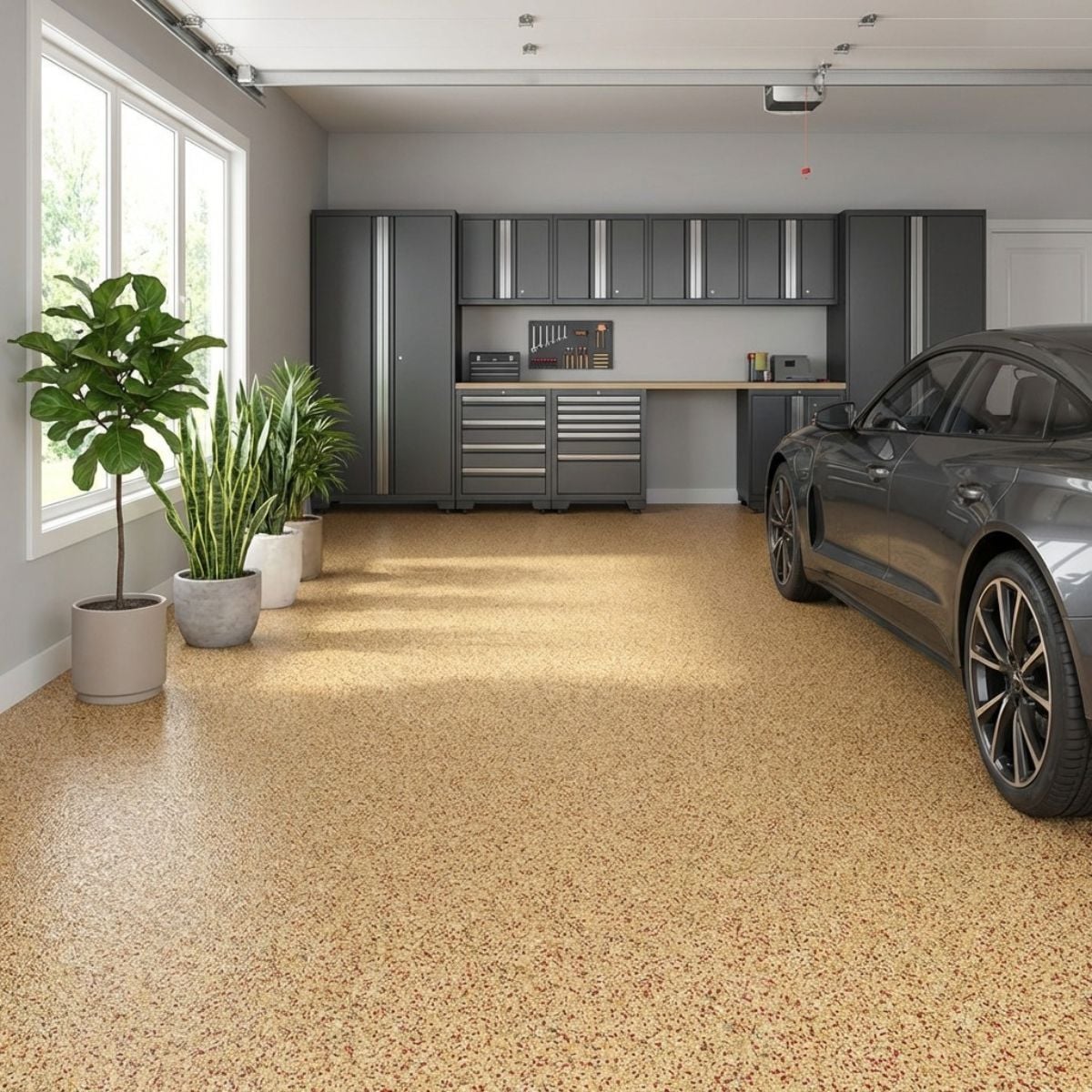 Red and Brown Decorative Quartz Flooring