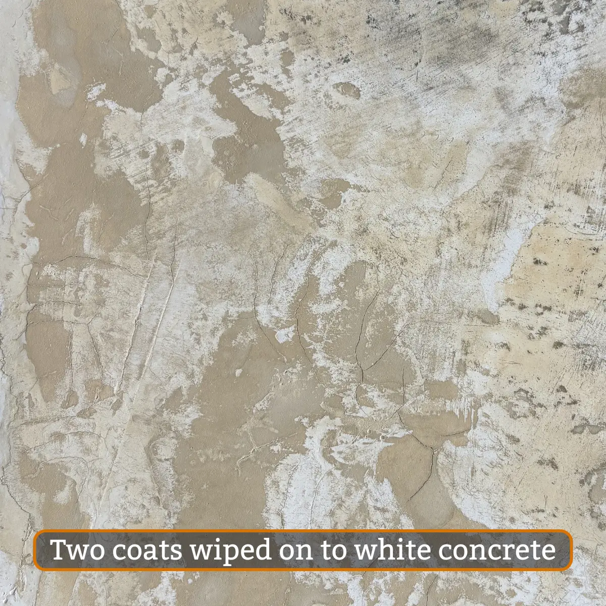 Champagne water-based concrete stain two coats on white concrete