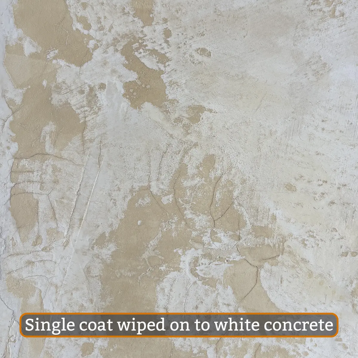 Champagne water-based concrete stain single layer on white concrete